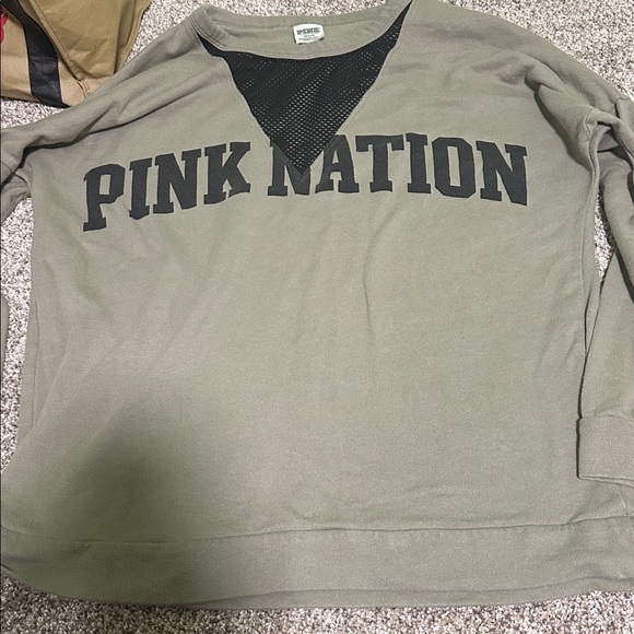 PINK Victoria's Secret Olive Green Sweatshirt - Picture 1 of 2